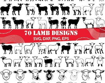 Paquete SVG de cordero, Cordero dxf, Puerta png, Cordero eps, Vector de cordero, Diseño de cordero, Animal de Navidad svg, Animal de granja svg, Contorno de cordero, Cabeza de cordero svg