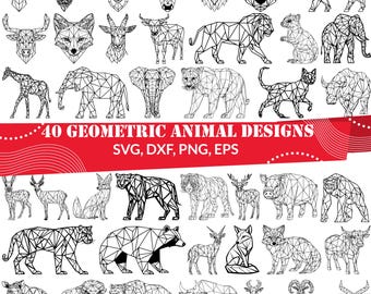 Geometric Animals SVG | Modern Wildlife Clipart | Polygonal Design Collection