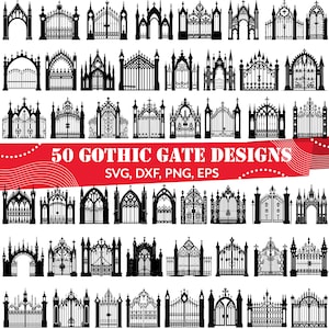 Gothic Gate SVG Bundle, Gothic Gate dxf, Gothic Gate png, Gothic Gate vector, Gothic Gate clipart, Medieval Gate svg