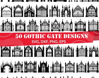 Gothic Gate SVG Bundle, Gothic Gate dxf, Gothic Gate png, Gothic Gate vector, Gothic Gate clipart, Medieval Gate svg