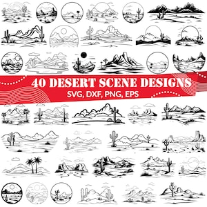 Desert Scene SVG Bundle, Desert Scene dxf, Desert Landscape, Desert Scene png,Desert Scene vector,Desert Scene wall art,Desert Cactus svg