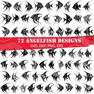 Angelfish SVG Bundle,Angelfish dxf, Angelfish png, Angelfish vector, Angelfish outline, Angelfish clipart, Tropical Fish svg