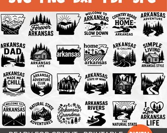 50 Arkansas SVG Bundle | The Natural State Quote Designs | Explore Ozarks, Simple Living, Homegrown Arkansas