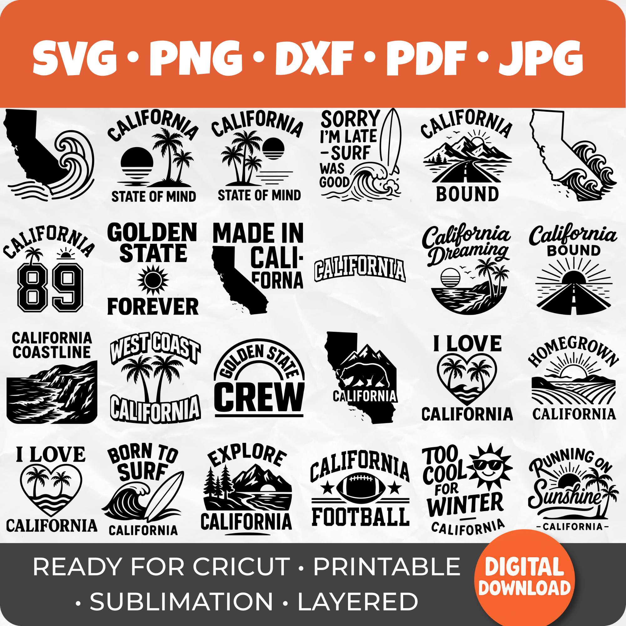 50 California SVG Bundle | the Golden State Quote Designs | West Coast ...