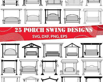 Porch Swing SVG | Rustic Outdoor Furniture Clipart | Relaxation Design