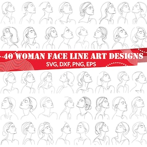 Woman Face Line Art SVG Bundle, One Line Profile of a Woman,Woman Face dxf, Woman Face png, Woman Face vector, Woman Face outline