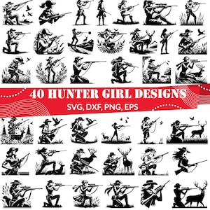 Hunter Girl SVG Bundle, dxf Hunter Girl, png Hunter Girl, vecteur Hunter Girl, contour Hunter Girl, clipart Hunter Girl, Girl Hunter svg