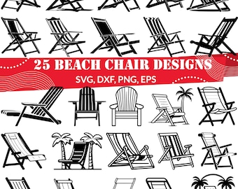 Beach Chair SVG | Summer Vacation Clipart PNG | Tropical Relax Silhouette for Cricut, Sublimation and Beach Decor