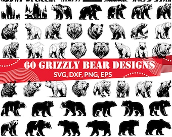 Grizzly Bear SVG Bundle, Grizzly Bear dxf, Grizzly Bear png, Grizzly Bear eps, Grizzly Bear vector, Grizzly Bear Family svg