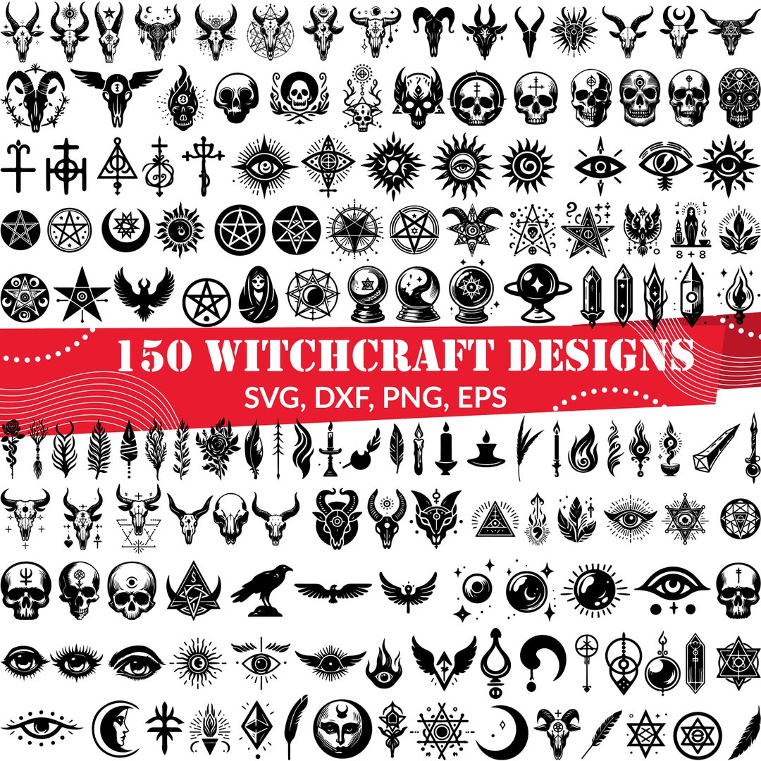 150 Witchcraft SVG Bundle | Occult Clipart | Mystic Symbols PNG ...
