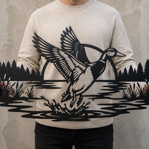 Mallard Duck Laser Cut File SVG DXF, Waterfowl Flying Wall Art, Hunting Lodge