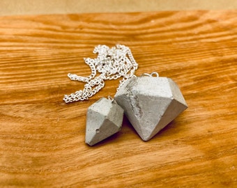 Concrete Diamond Shape Double Necklace pendant