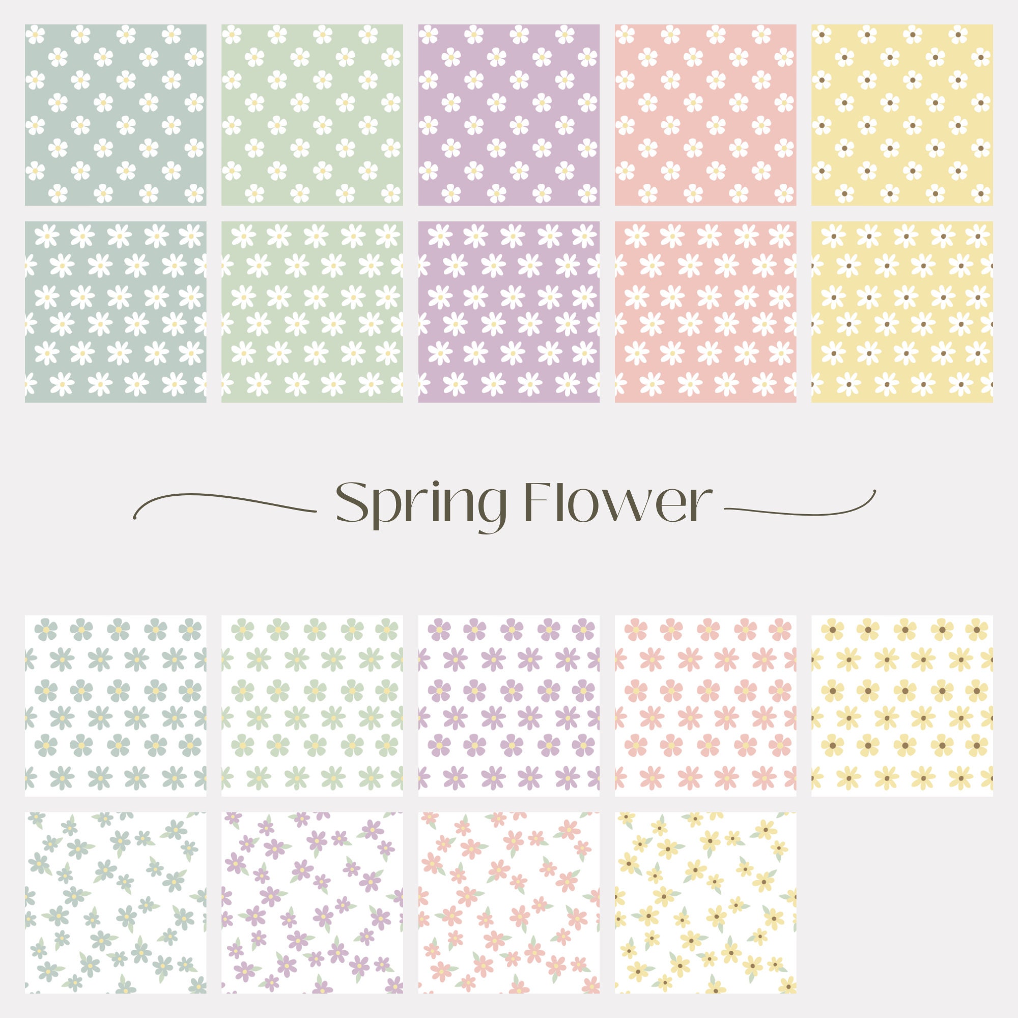 Printable Springflowers Digital Paper, Seamless Pattern, Floral ...