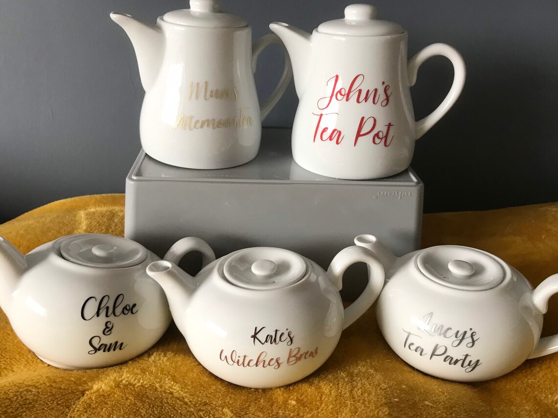 Personalised Small White Teapot Any Name/words Put On Etsy