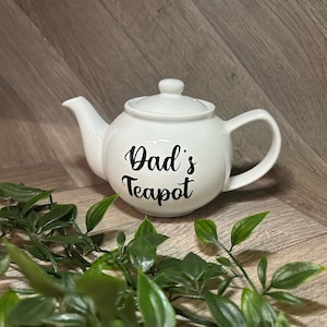 Personalised small 2 cup Teapot Any name words put on Afternoon tea wedding present Birthday gift retirement Fathers Day