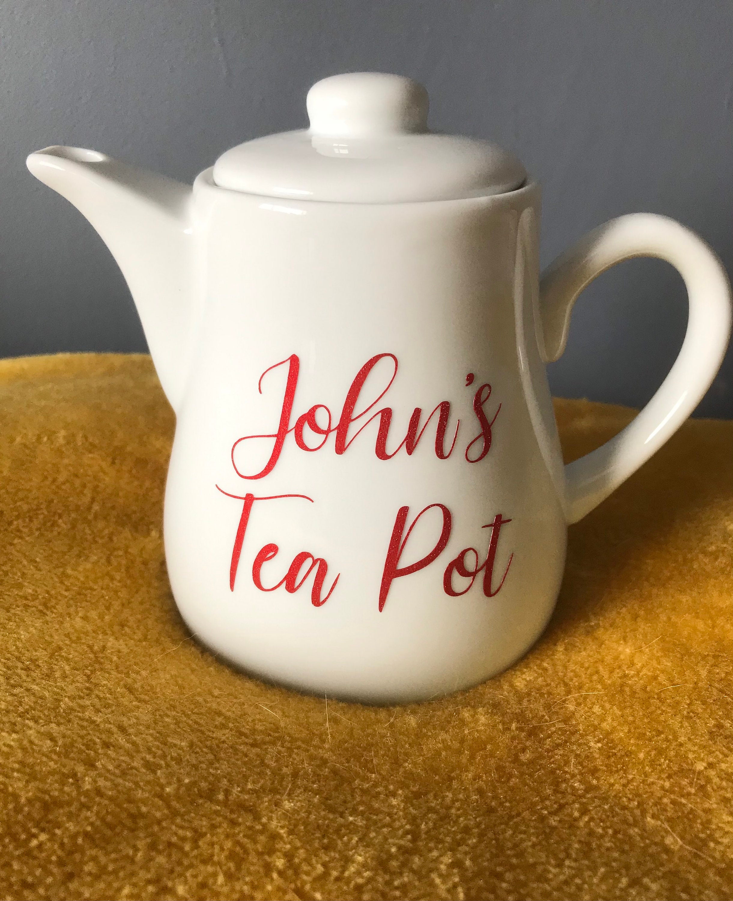 Personalised Small White Teapot Any Name/words Put On Etsy