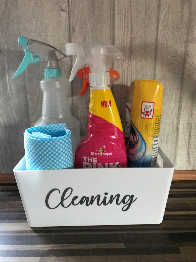Plastic storage Box Cleaning Caddy Personalised With Any word Etsy