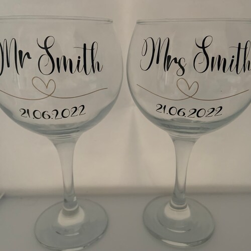 Mr. and Mrs. Wine Glasses Personalized Set of 2 Bride and Etsy