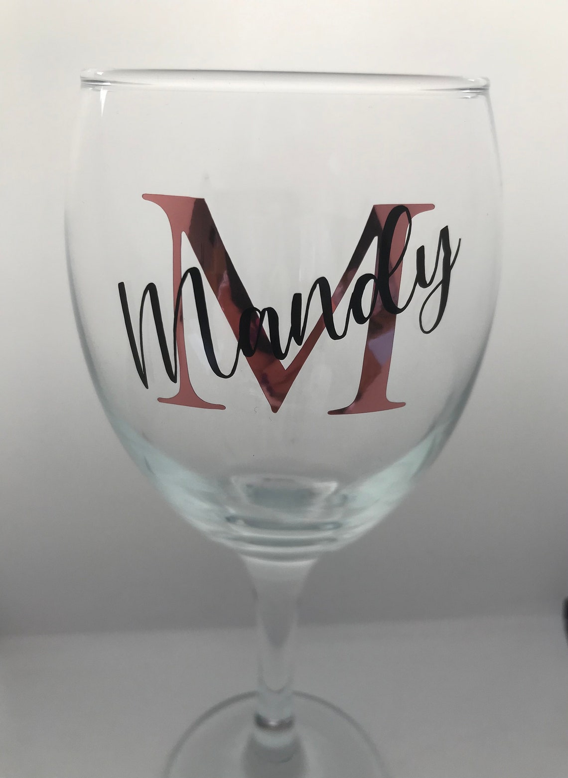 Personalised Wine Glass Initial And Any Name Put On Rose Gold Etsy