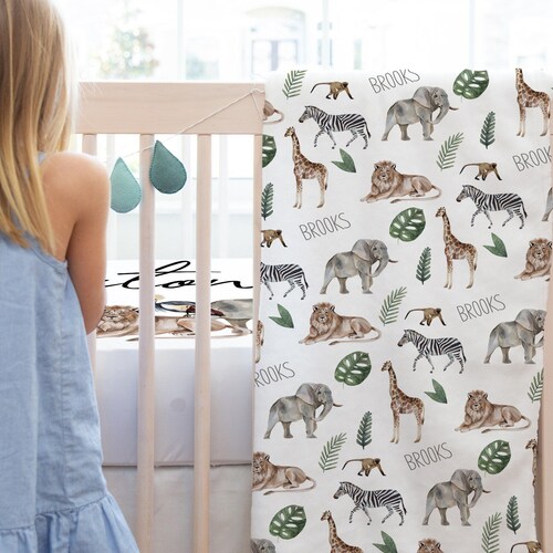 Jungle Safari Animal Baby Bedding Set Minky Crib Sheet Etsy