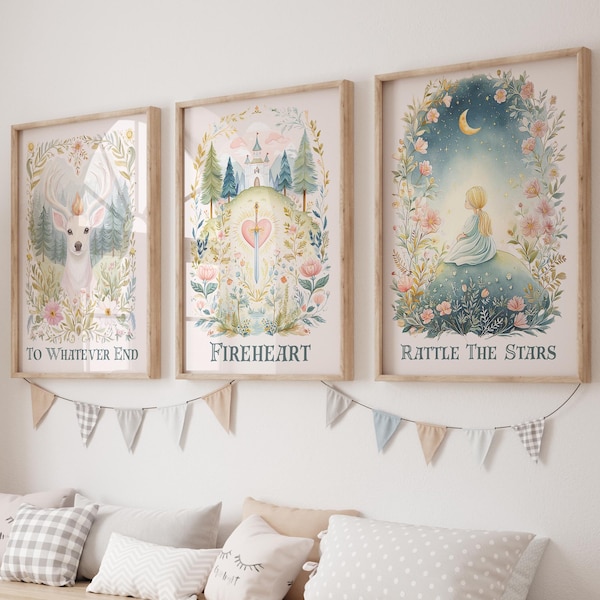 Throne of Glass Nursery Art Print | Fireheart Wall Art for Kids | Bookish Mom Gift