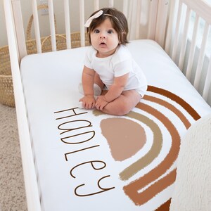 Boho rainbow personalize minky crib sheet, baby bedding set, jersey swaddle blanket, baby blanket | Personalized baby bedding
