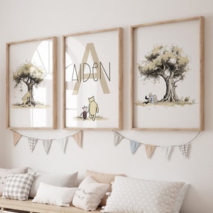 Personalized Classic Winnie the Pooh Nursery Art Print | Custom Pooh Bear Decor for Kids | Baby Gift | Baby Nursery Accessories