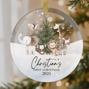 Safari Animals First Christmas Ornament | Jungle Baby Keepsake Gift