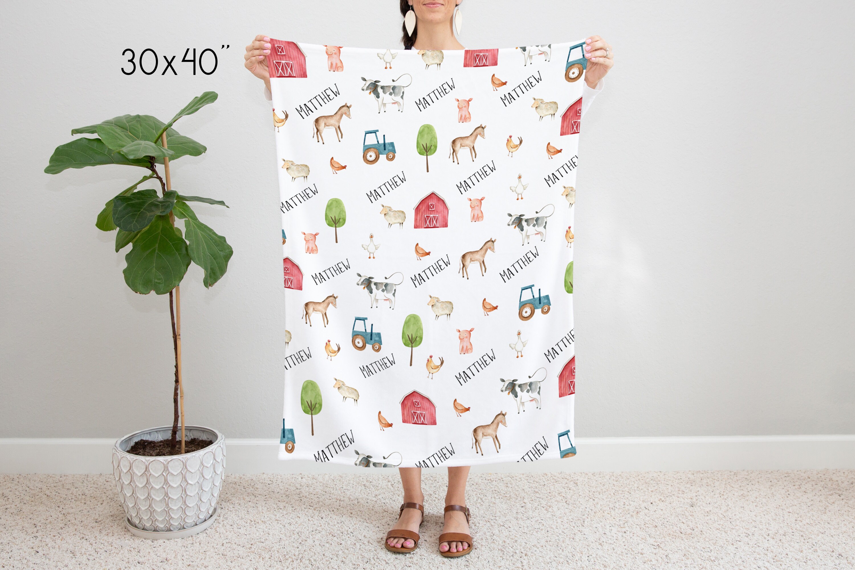 Farm Animal Baby Bedding Set Buttery Minky Blanket Crib Etsy