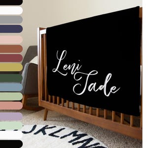 Personalized black and white monochromatic modern baby blanket with name | baby shower gift | Buttery soft minky | Name blanket for kids