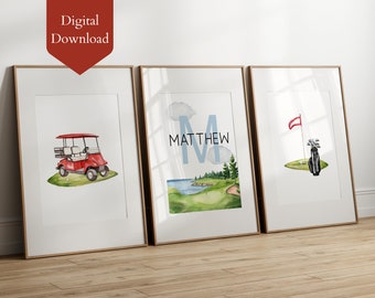 Gepersonaliseerde golfkwekerijprint | Aquarel babykamerdecoratie (digitale download)