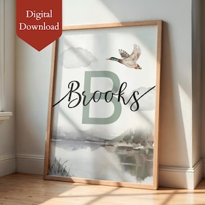 Personalized Printable Duck Hunting Nursery Art Print | Custom Mallard Decor for Kids | Baby Gift | Nursery Wall Decor