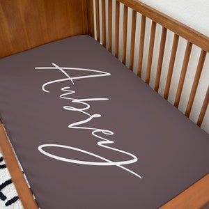Neutrals Collection Modern Dusty Plum and White Simple Name Monogram Baby Crib Sheet Neutral Monochrome Nursery Jersey Crib Sheet Etsy