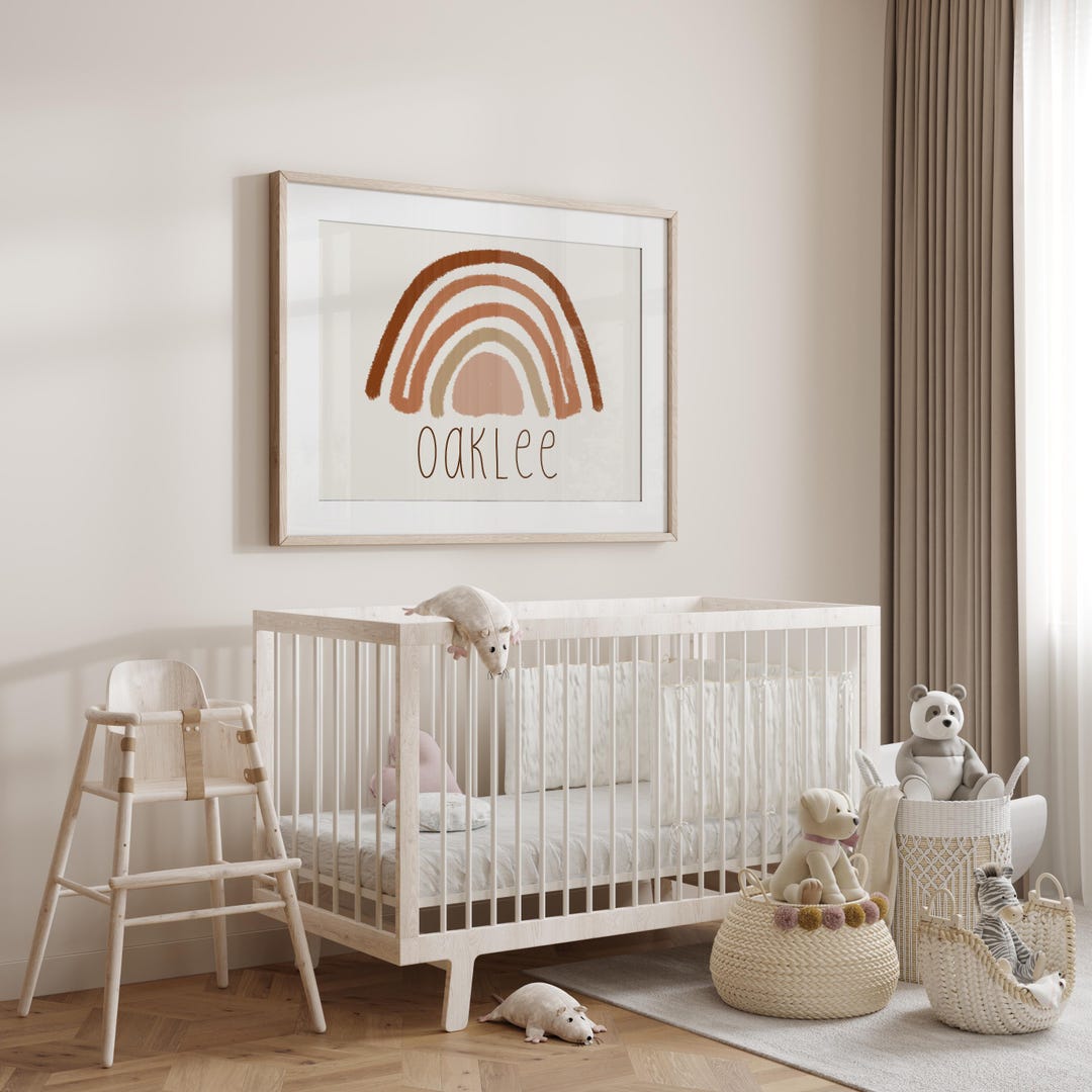 Personalized Boho Rainbow Nursery Wall Art Print | Custom Baby Gift - Etsy