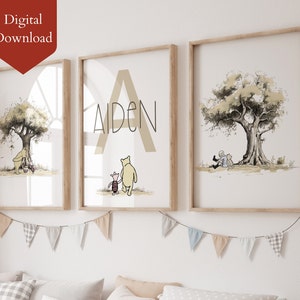 Personalized Printable Winnie the Pooh Nursery Art Print | Custom Piglet Decor for Kids | Baby Gift | Nursery Wall Decor