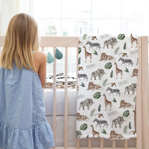 Jungle Safari Animal Baby Bedding Set Minky Crib Sheet Etsy