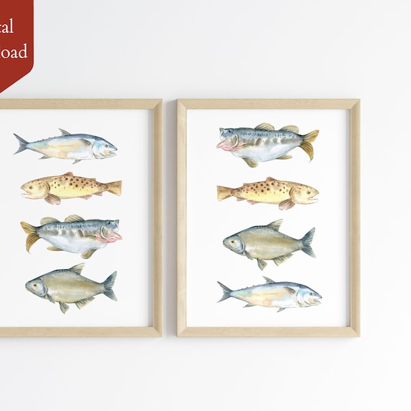 Printable Fishing Hunting Nursery Art Print | Custom Fish Decor for Kids | Baby Gift | Nursery Wall Decor