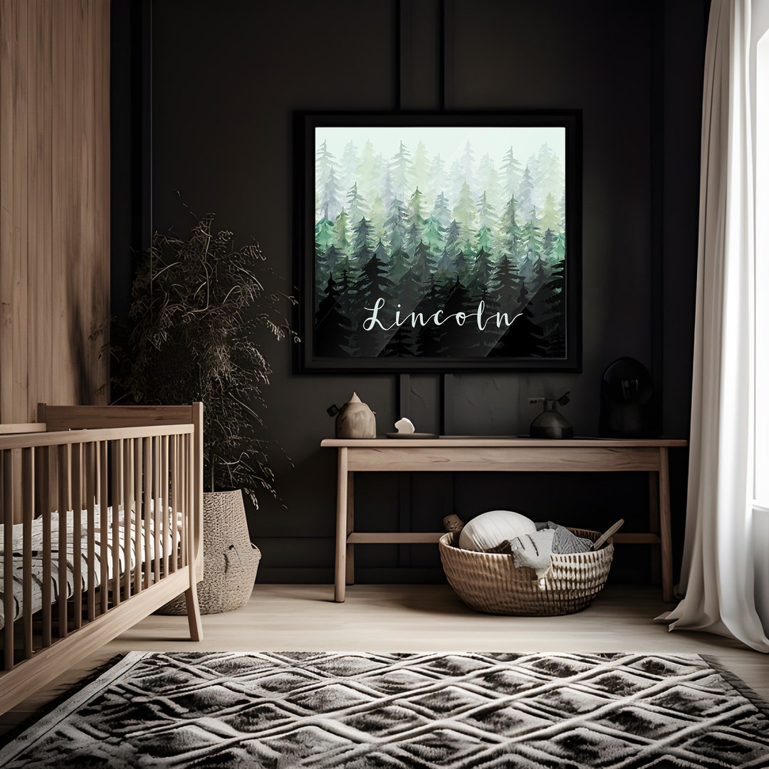Personalized Forest Nursery Art Print Custom Woodland Decor for Kids ...