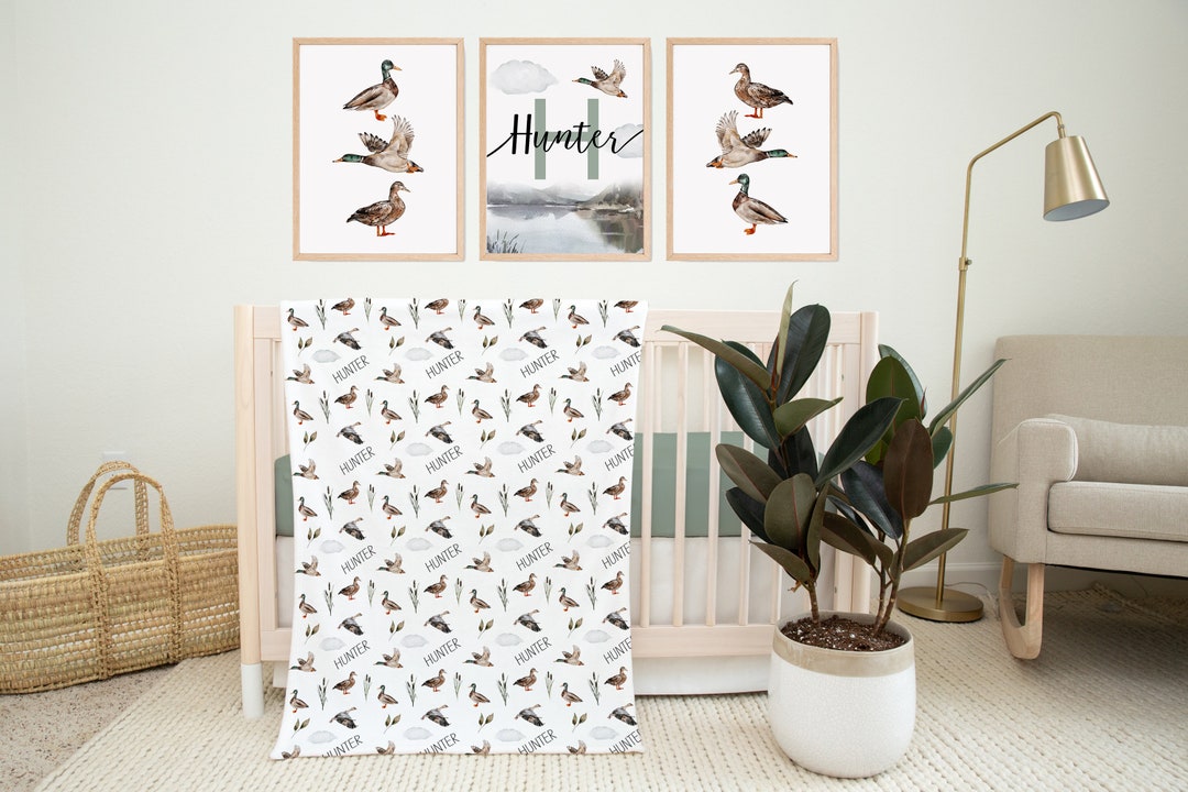 Mallard Duck Baby Bedding Set: Personalized Crib Sheet & Minky Blanket ...