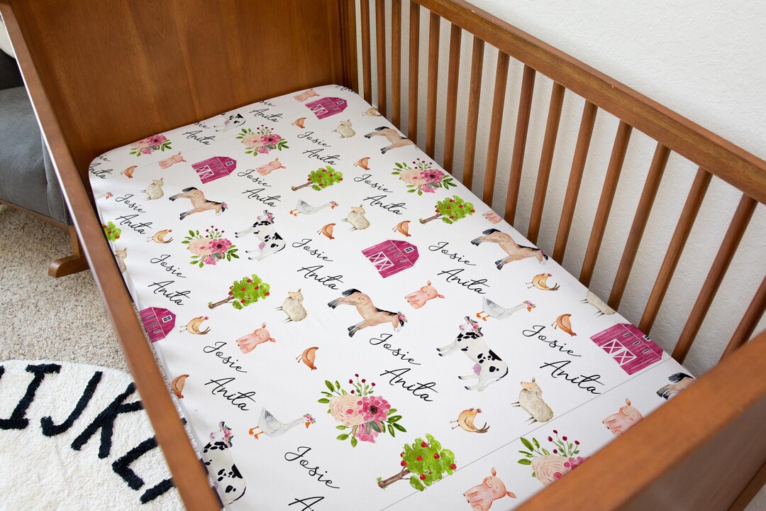 Floral Farm Animal Baby Bedding Set | Minky Blanket & Crib Sheet - Etsy