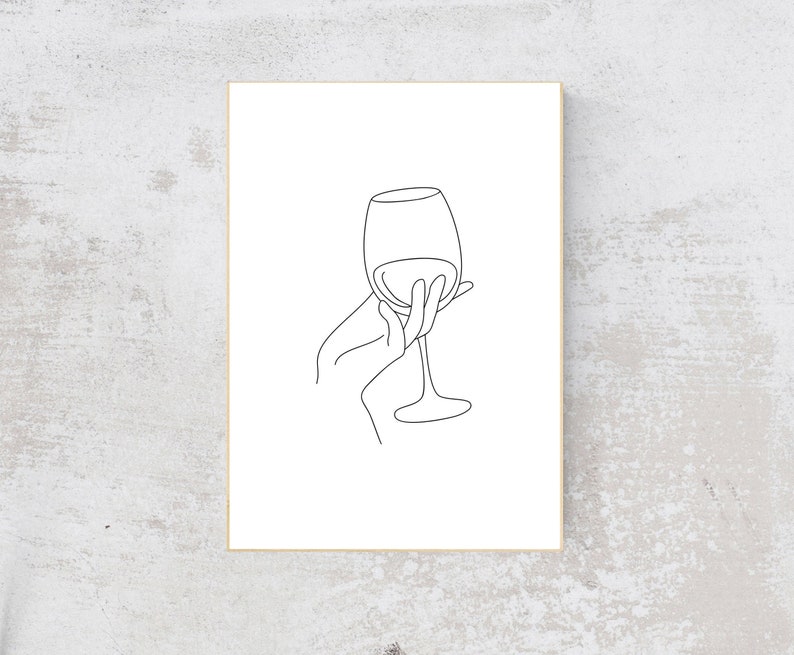Wine Print Fine Line Wine Woman Line Art Minimalist Wine