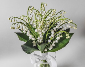 Handmade Clay Lily of the Valley Bouquet | Realistic Wedding Flowers