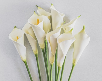 Calla Lily – Artificial Calla Lily – Handmade Clay Calla Lily – Bridal Bouquet – Wedding Bouquet – White Bouquet – Luxury Realistic Calla