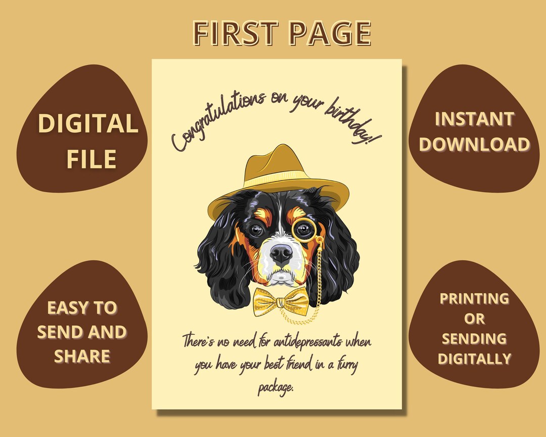 Printable Birthday Card With Dogs, Happy Birthday, Greeting Card ...