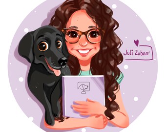 Custom logo with pet, hand drawing, cartoon family Portrait from photo, custom portrait, digital logo portrait, business logo,pet portrait