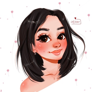 Benutzerdefinierte Porträt Cartoon, Cartoon Porträt von Foto,Avatar,Profilbild,Mädchen Porträt, personalisiertes Geschenk, digitale Porträt Geschenke unter 30