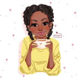 Custom logo portrait, digital Portrait from photo, custom profile picture, books , logo for girl, illustration for businesses, cup  of coffe