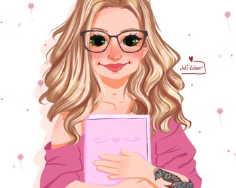 Custom logo portrait, cartoon Portrait from photo, custom portrait, digital logo, business logo, cartoon character, portrait of a writer