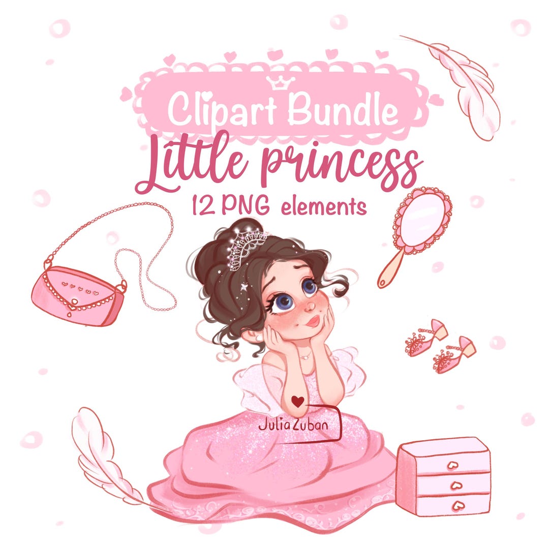 Little Princess Clipart Bundle – Fairytale PNG Graphics,stickers ...