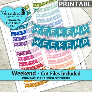 Weekend Printable Planner Stickers, Erin Condren Planner Stickers, Weekend Printable Stickers - Cut Files